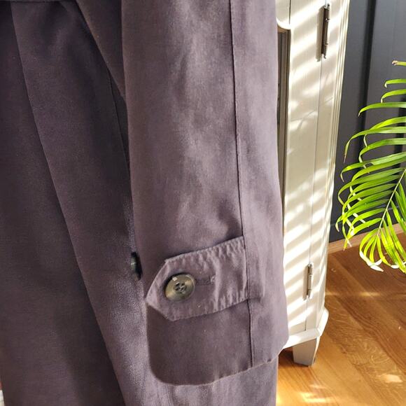 London Fog Charcoal Gray Double-Breasted Trench Coat Belted Size 6 - Picture 4 of 9